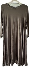 Eileen Fisher Long Sleeve Swing Dress Dark Green Jersey Size Large L Made In USA
