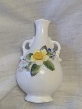 Coalport 4 Inch Pink & Yellow Rose with Blue Forget Me Nots Bone China Vase