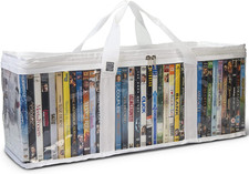 DVD Storage Bag - Clear PVC Organizer,Triple-Stitched Handles, Dividers - Stacka