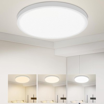 Ceiling Light - 12 Inch, 24W, Flat, Round, White - LED Flush Mount Light Fixture