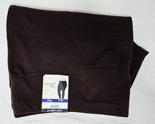 Terra & Sky Women’s Plus High Rise Fitted Core Leggings Dark Brown 2X 3X or 4X
