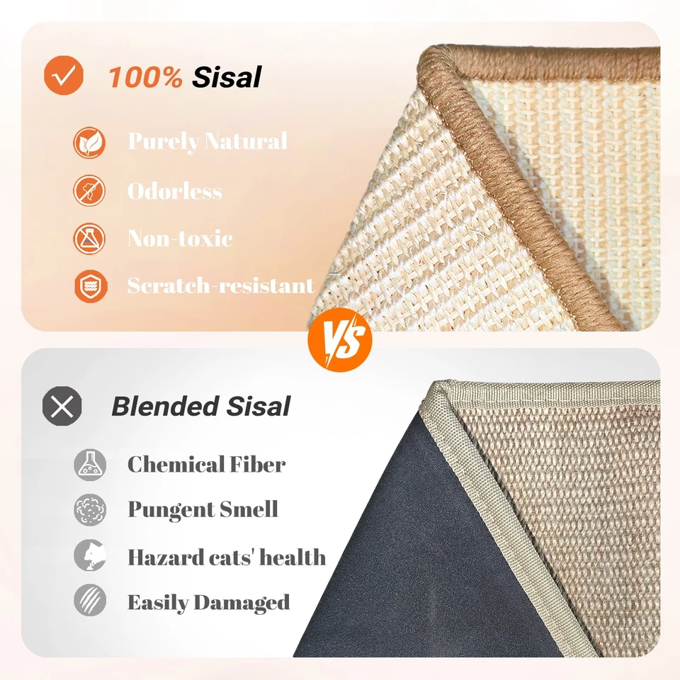 Sisal Cat Scratcher Ramp, 24.8" Solid Wooden Cats L-Shape Scratching Post - Image 2 of 4