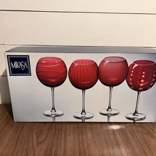 Mikasa Cheers Ruby Balloon Goblets - Set of 4 - 24.5 oz Red Wine Glasses 