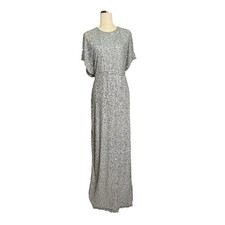 NWT Adrianna Papell Beaded Sequin Formal Evening Gown Silver Gray 18W
