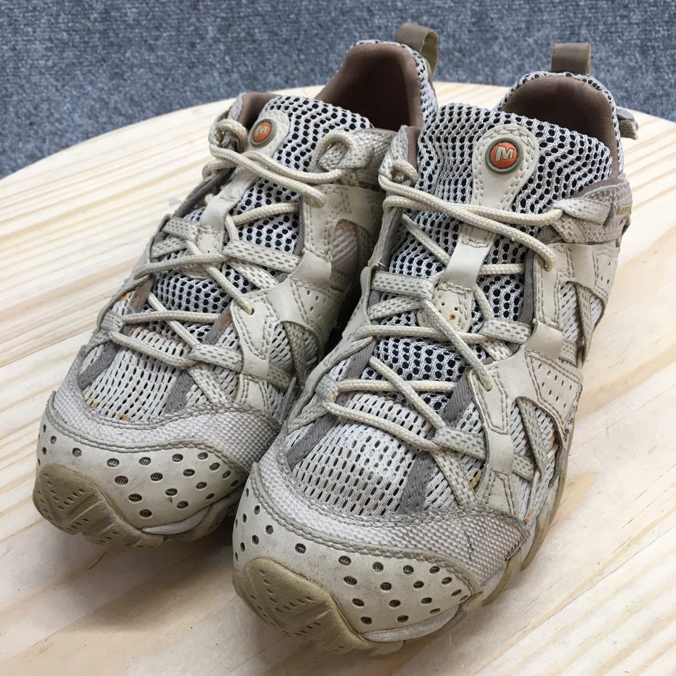 Merrell Shoes Womens 8 Waterpro Hiking Trail Vibram Outdoor Sneakers Beige Mesh - Image 3 of 4