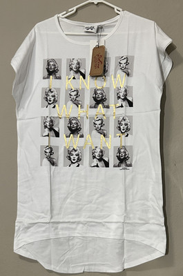 Marilyn Monroe Rare T-shirt Longline Back Curved Medium M  I Know What I Want 