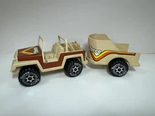 Vintage 1980 TORCO 8.5" Toy Jeep & Horse Trailer/Model P-116/Steel & Plastic