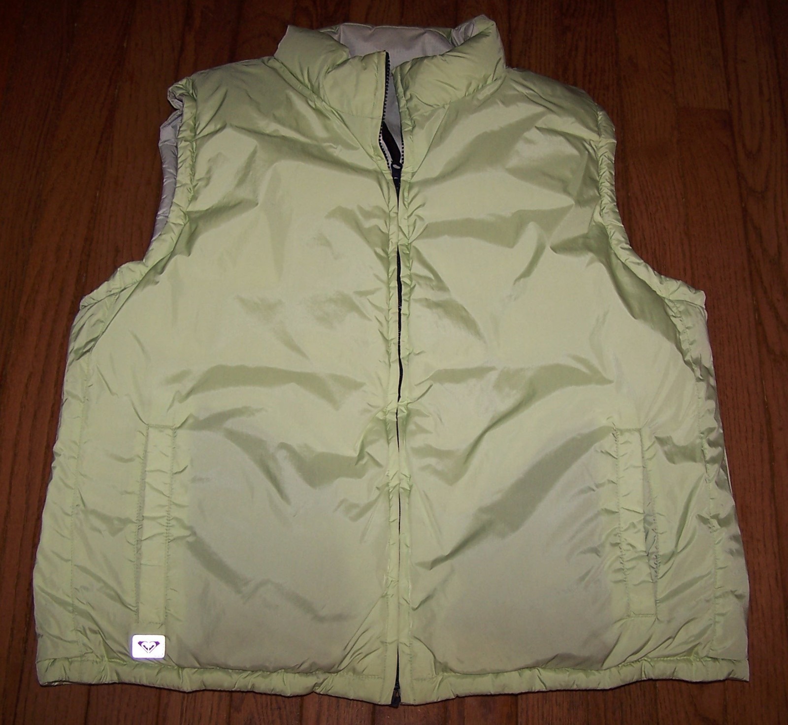 Roxy Full Zip Reversible Down Vest MINT GREEN/GRE… - image 5