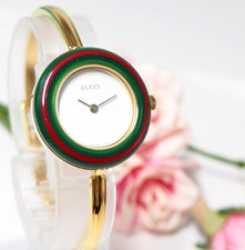 GUCCI Quartz Watch Change Bezel Sherry Line Gold Bangle Vintage Ladies Swiss