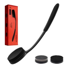 Long Handle Back Scrubber with 3 Interchangeable Heads Black