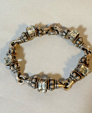 Lagos Sterling Silver 18K Gold Caviar White Topaz Link Bracelet