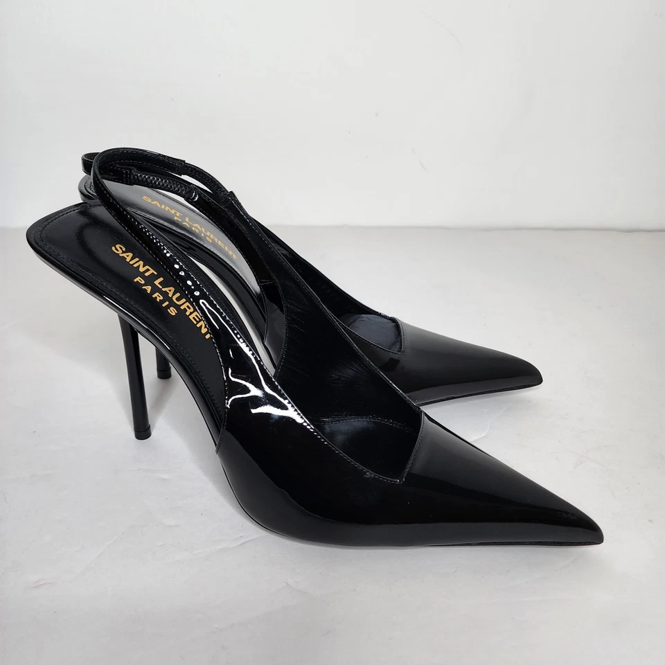 Yves Saint Laurent YSL Kiss 105 Womens Slingback Pump In Black Size 38.5 - Image 4 of 4