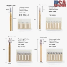 AZDENT 10 Pcs Dental Carbide Trimming & Finishing Burs FG/7406/7408/7901/7902