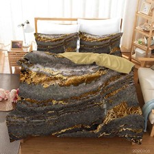 3D Marble Texture Black Quilt Cover Set Duvet Cover Bedding Pillowcases