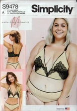 Simplicity 9478 Bra Panties Pattern Lingerie Bralette Madalynne X Misses Plus