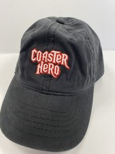 BUSCH GARDENS Embroidered COASTER HERO Adjustable Amusement Park Black Cap RARE 
