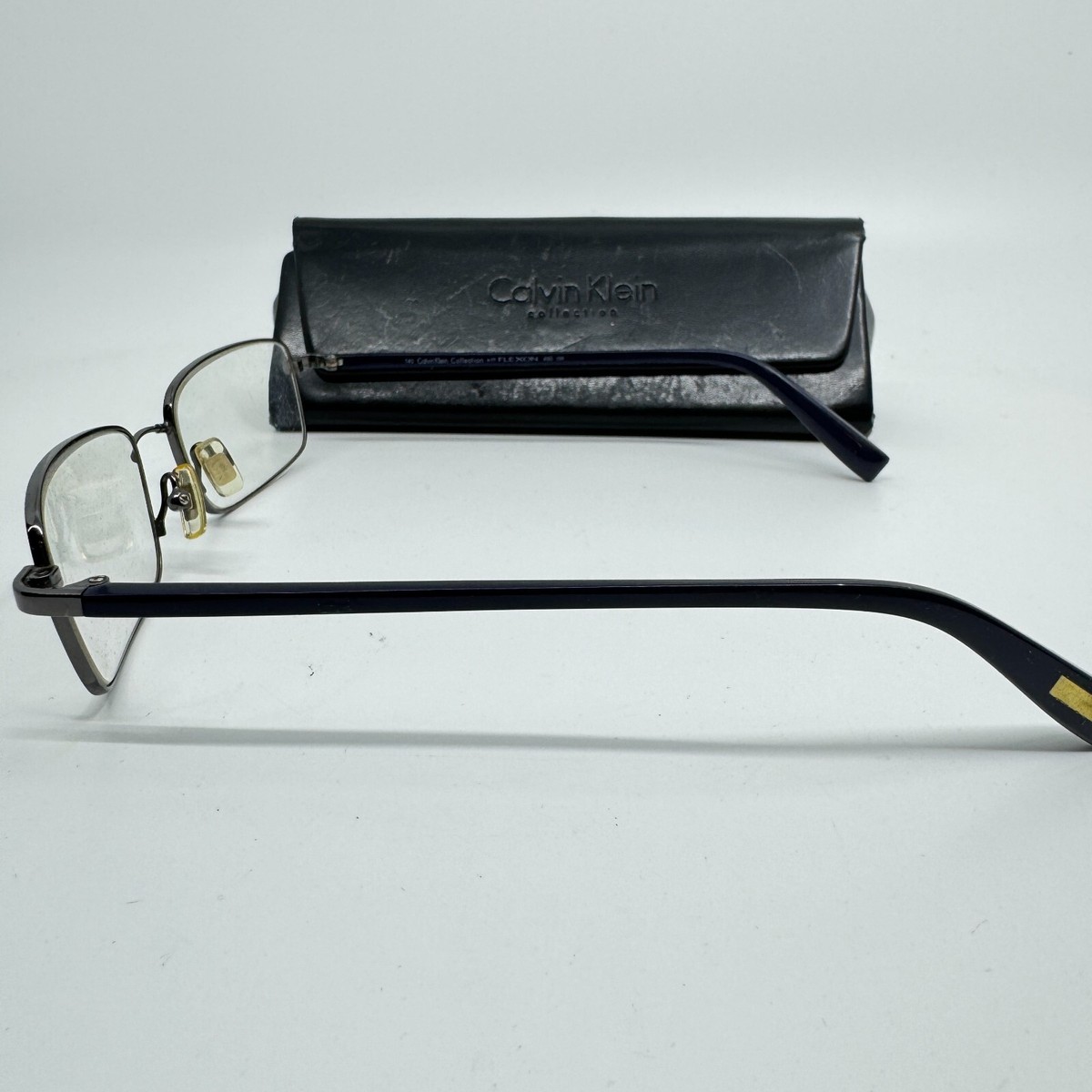Calvin Klein Collection With Flexon 490 598 Black Silver Eyeglasses Frames H9733 Calvin Klein Collection With Flexon 490 598 Black Silver  main image 3