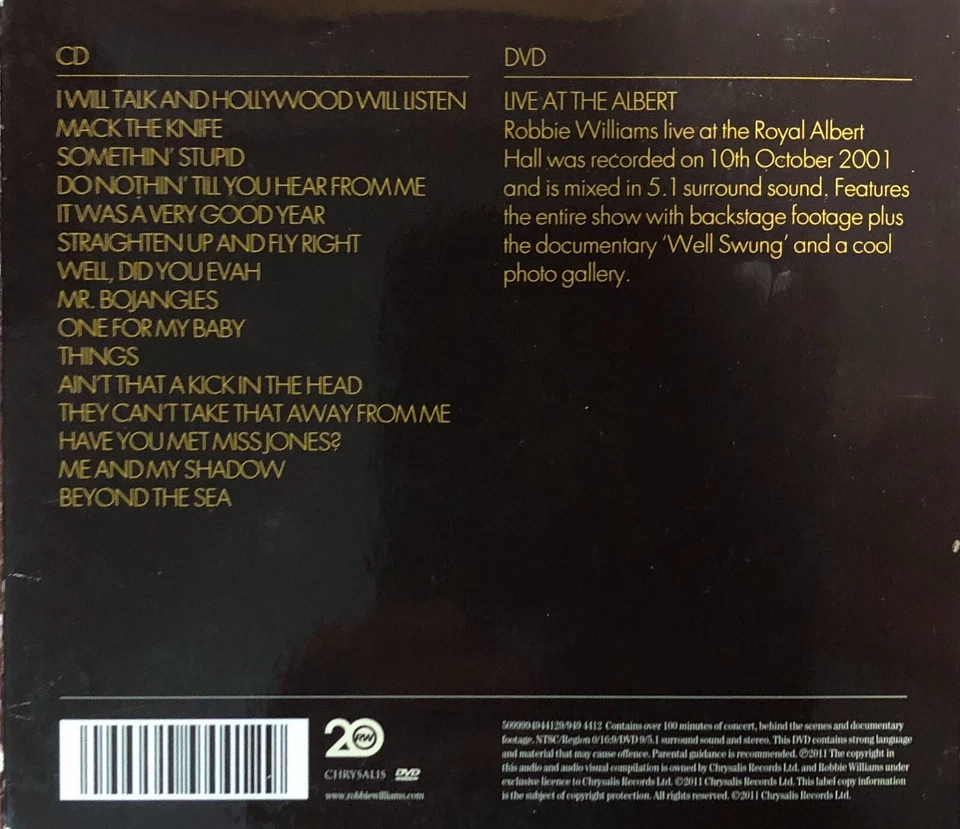 Robbie Williams - Swing When You're Winning  RARE - CD / DVD - Digipack - B8 - Image 2 of 3