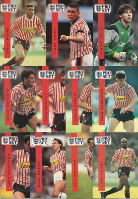 Proset Pro Set 1990/91 Fußball Karten Sheffield United x 11 Komplettsatz