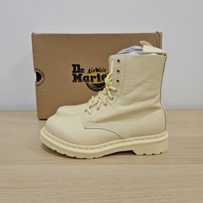 Dr Martens 1460 Women's Pascal Mono Yellow Cream Soft Leather Ankle Boots  Uk UK
