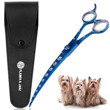 Professional Dog Grooming Scissors/Shears Curved with Paw Prints for Dogs Cat...