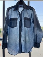 Levis Shirt Button Up Denim Chambray 70s Vtg Distressed Super Thin Soft Med