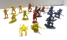 Vintage Lot of 16 Indians  Cowboys 50mm-54mm Plastic Figures