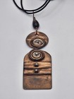Artisan Modernist Copper Pendant Cord Necklace