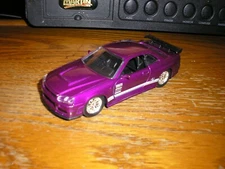 RARE JADA 1/32 2002 Nissan Skyline GT-R Purple Chrome Rims w/ Pull Back Action