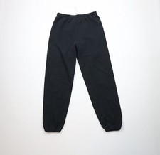 Vtg 90s Streetwear Mens Large Faded Blank Cuffed Sweatpants Joggers Black USA