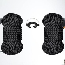 Christmas Decoration Soft Silky Feel Nylon Rope Solid Braided Twisted Rope Black