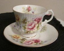 Elizabethan Fine Bone China Cup and Saucer  Pink, Yellow & Red Rose