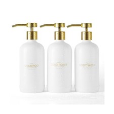 Shampoo and Conditioner Dispenser Set of 3,Refillable 21oz Shampoo Bottles wi...