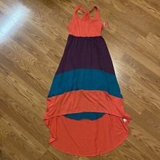 Target Mossimo Maxi High-Low Dress Women’s Medium Color block Coral/blue/purple