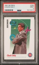 1991 Skybox CHUCK DALY #385 PSA 9 MINT - Detroit Pistons