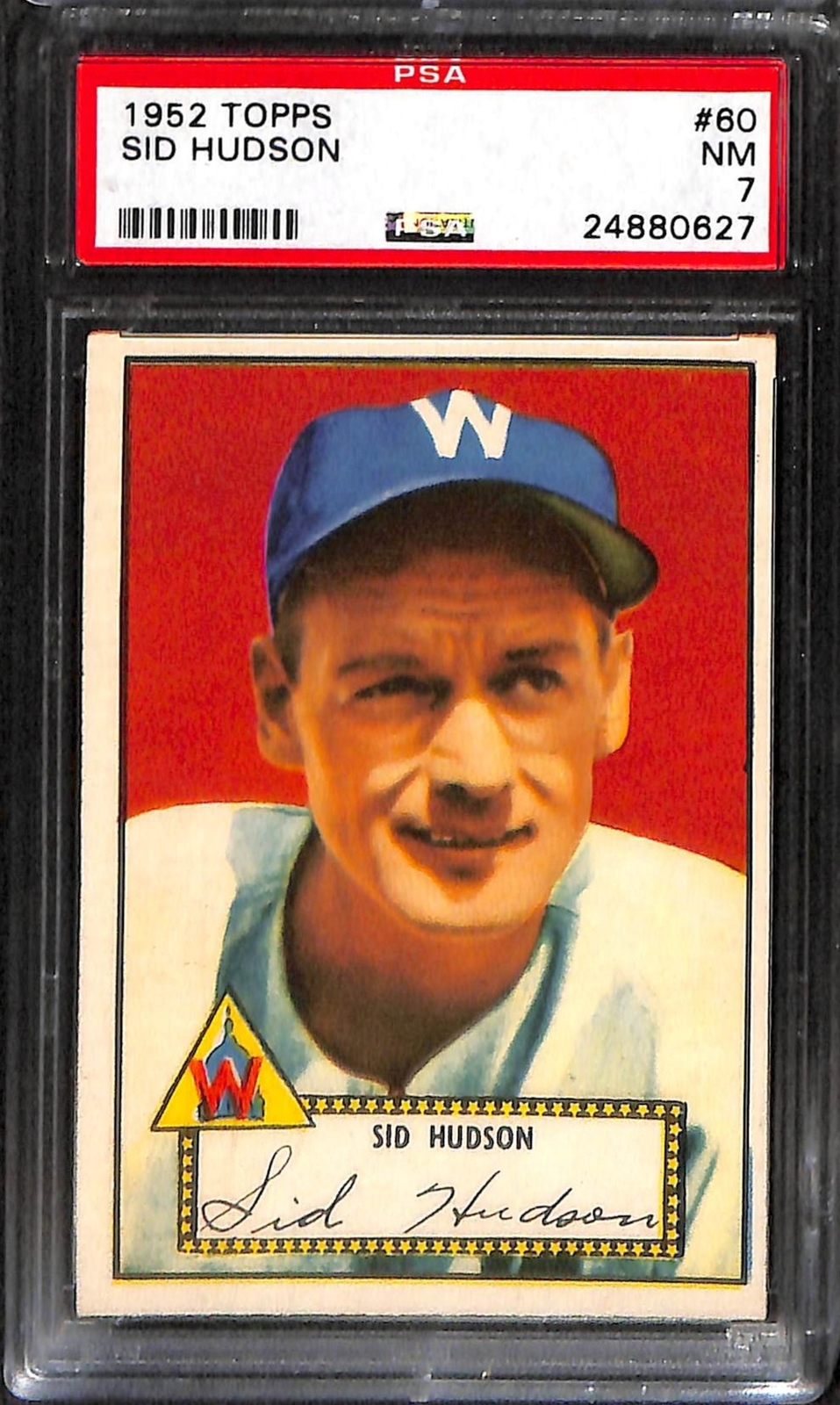 1952 TOPPS #60 Sid Hudson (Red Back) PSA 7 NM 24880627