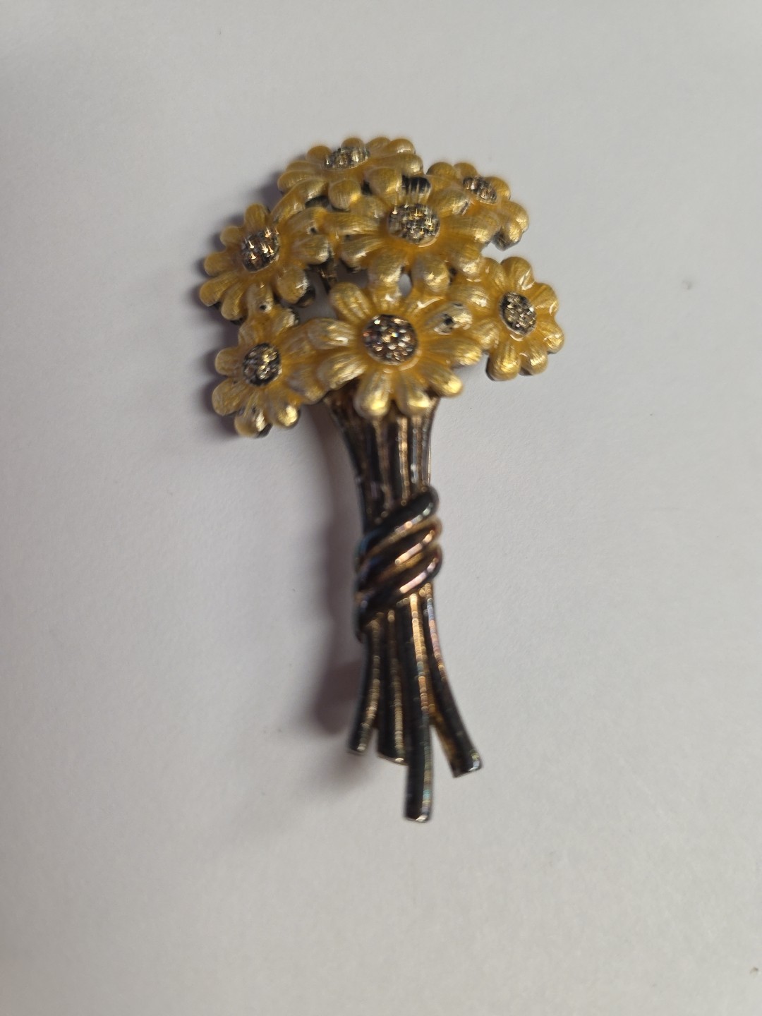 Vintage Gold-Tone Metal Brooch Pin Flower