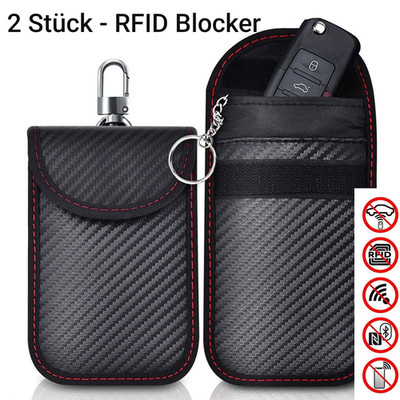   2x Auto Schlüssel Keyless Go Schutz RFID Funk Blocker Tasche Etui Hülle Key