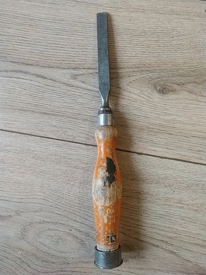 Vintage Holzbearbeitung festerer Stechbeitel - geschmiedete Stahlklinge - Tischlerwerkzeug