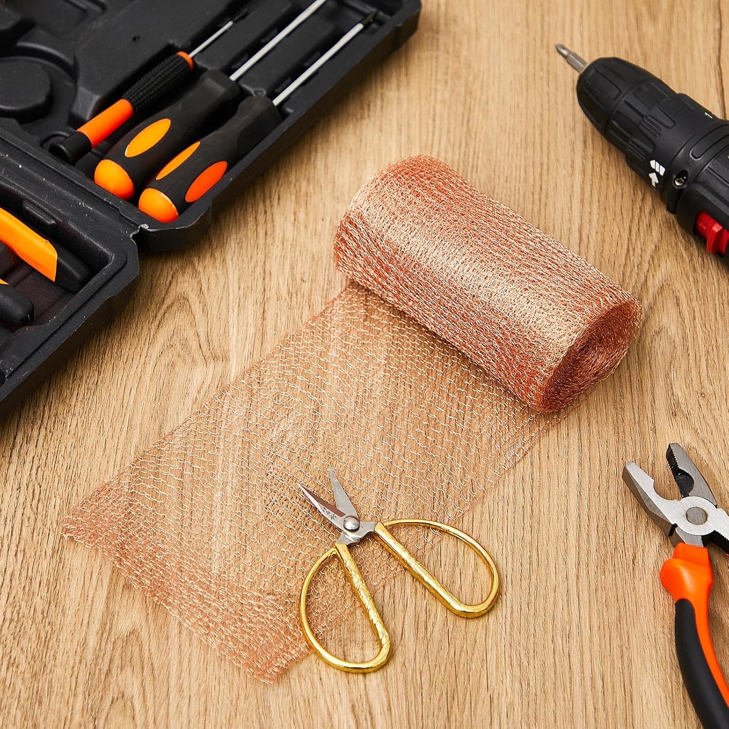 Gisafai 5" x 200 ft Copper Mesh Rodent Control Copper Wool for Slugs Rustproof