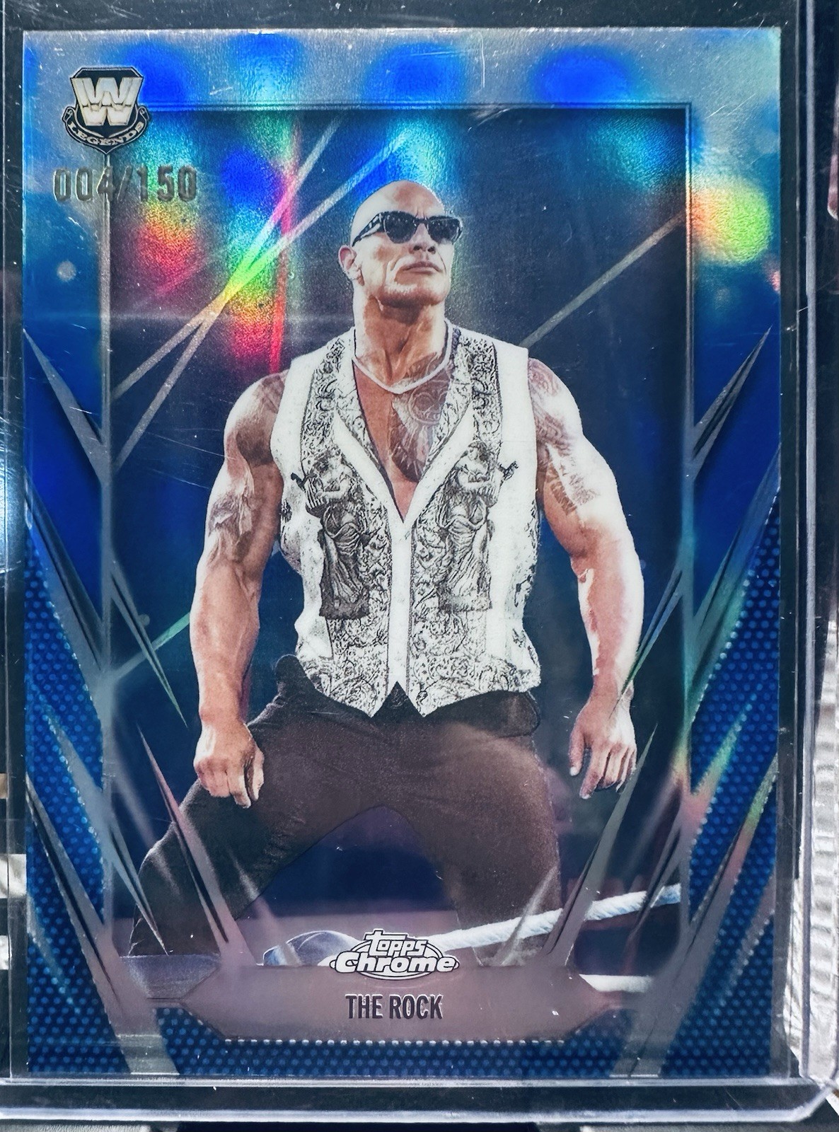 2026 Topps Chrome WWE The Rock Blue Refractor #/150