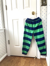 GAP Fleece PAJAMA PANTS Joggers Size 8 Boys Blue Green Striped Lounge Sleep
