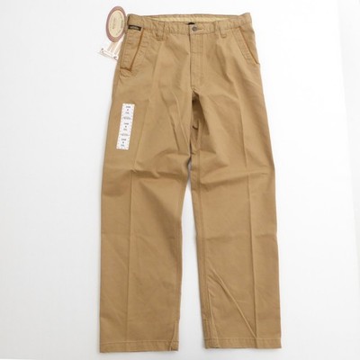 Caden McCoy Mens Khaki Twill Pants Tan Suede Trimmed Pockets 34x32