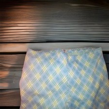 Teal And Green Plaid Wide Leg Polyester Pants 38 Inch Waist Mrs Roper Flawed