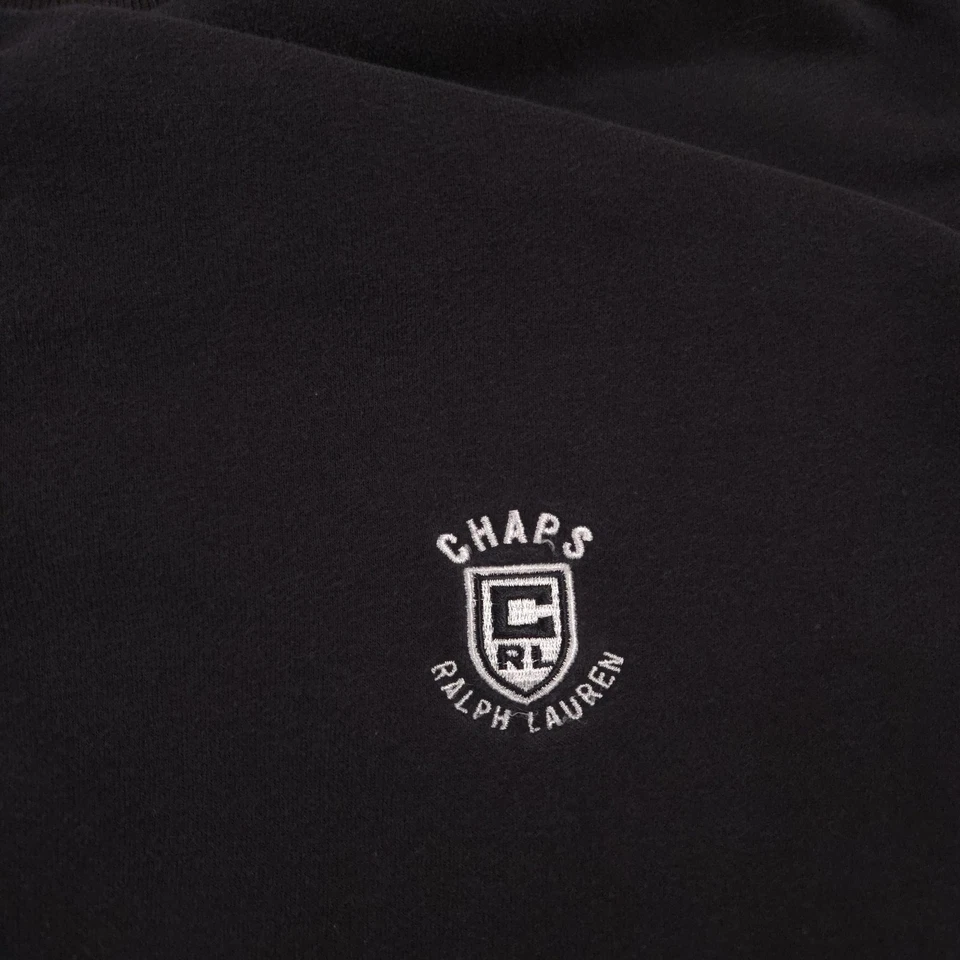 Chaps Ralph Lauren Sweatshirt Mens XL Black Quarter Zip Fleece Pullover Logo - Image 4 of 4