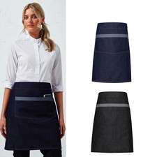 Premier Domain Contrast Denim Waist Apron PR128 - Adults Chef Kitchen Aprons