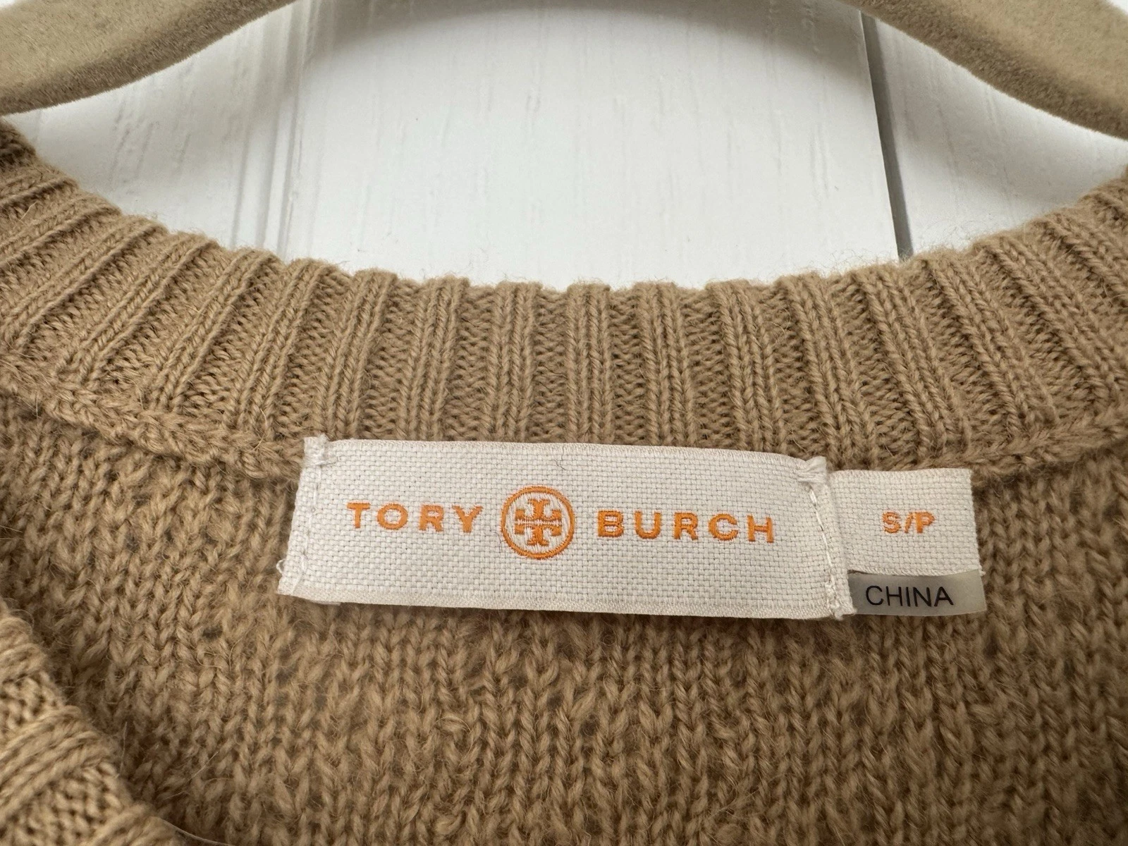 Splendida tunica Tory Burch in maglia misto lana e alpaca marrone taglia: small
