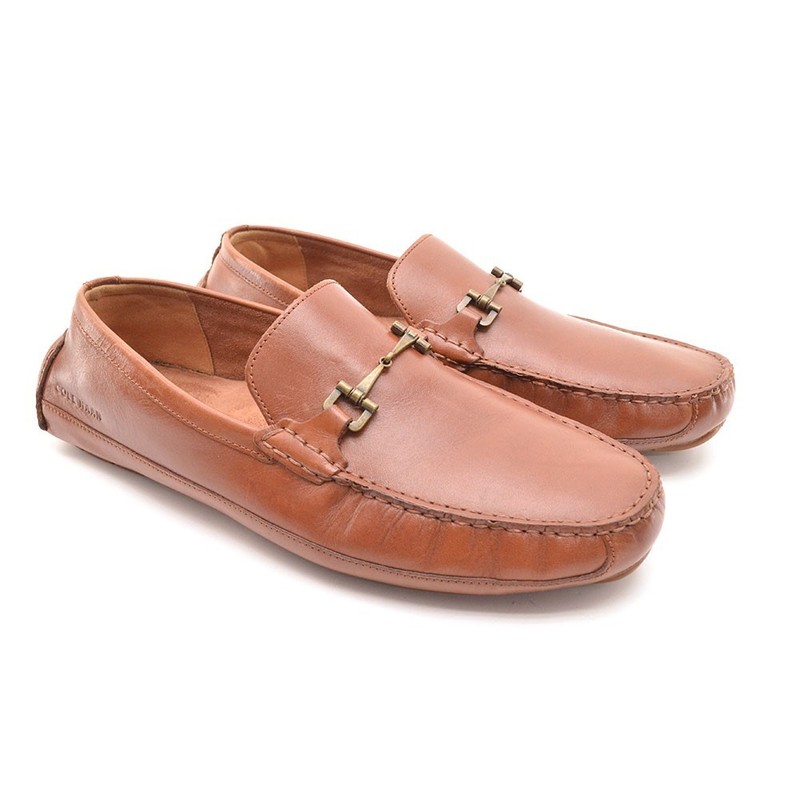 Men Cole Haan Wyatt Horse Bit Driving Mocs Loafers 11.5 M Tan Leather Slip Shoes