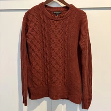 Banana Republic Sweater Women Small Rust Brown Cable Knit Crewneck Wool Blend