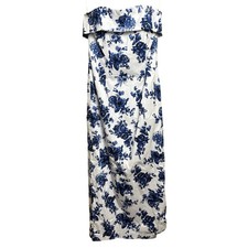 NWT Marble Floral Back Slit Invisible Zip Strapless Midi Bodycon Dress Womens M